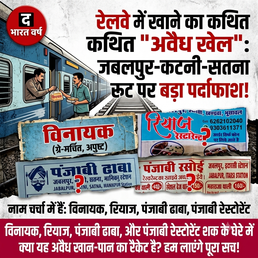 जबलपुर से कटनी-सतना तक ट्रेनों में खाने का कथित अवैध खेल! विनायक, रियाज रेस्टोरेंट, पंजाबी ढाबा और पंजाबी रेस्टोरेंट के नाम चर्चा में