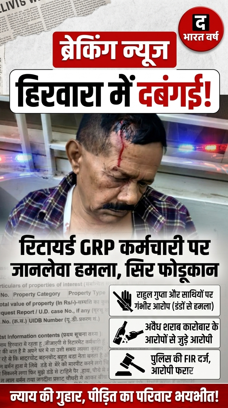 हिरवारा में दबंगई! रिटायर्ड GRP कर्मचारी पर डंडों से जानलेवा हमला, सिर फोड़कर किया लहूलुहान; अवैध शराब कारोबार के आरोपों से जुड़े राहुल गुप्ता सहित चार पर गंभीर आरोप