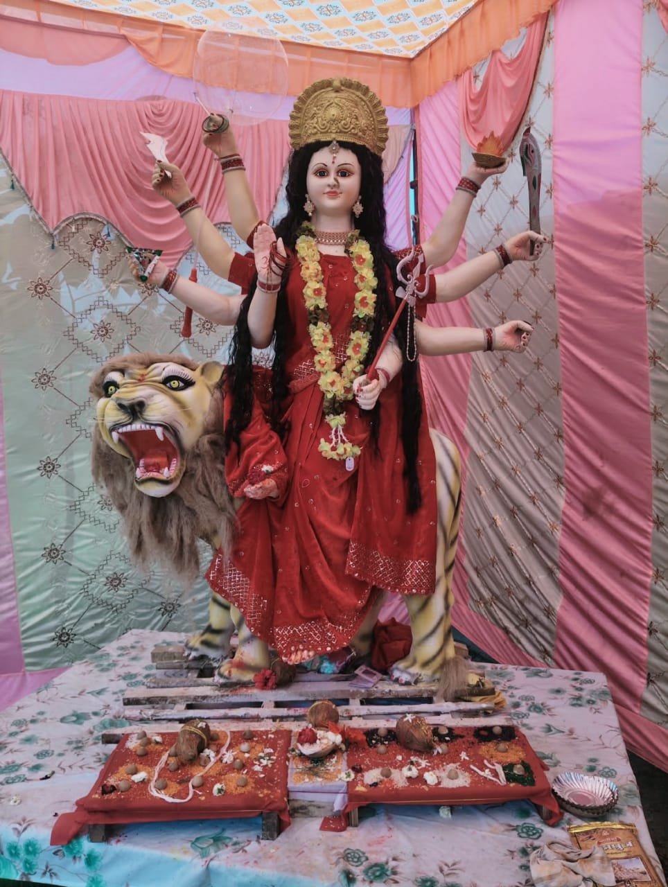 ग्राम मुराछ में मां दुर्गा की भव्य महाआरती, भजन-कीर्तन से गूंजा माता का दरबार