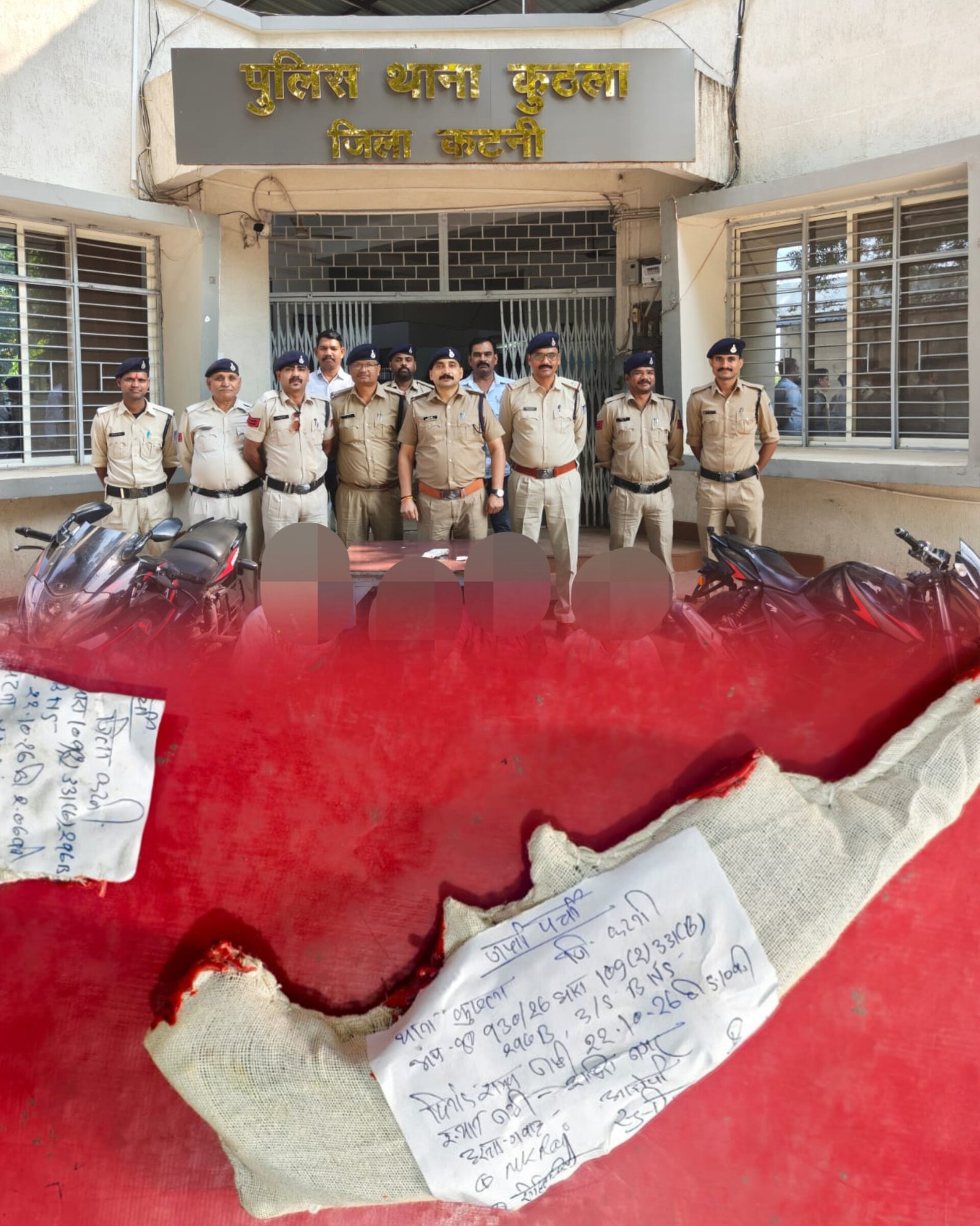 कटनी ब्रेकिंग न्यूज़: शाल्या होटल संचालक पर जानलेवा फायरिंग करने वाले 4 आरोपी गिरफ्तार, कट्टा और दो बाइक जब्त